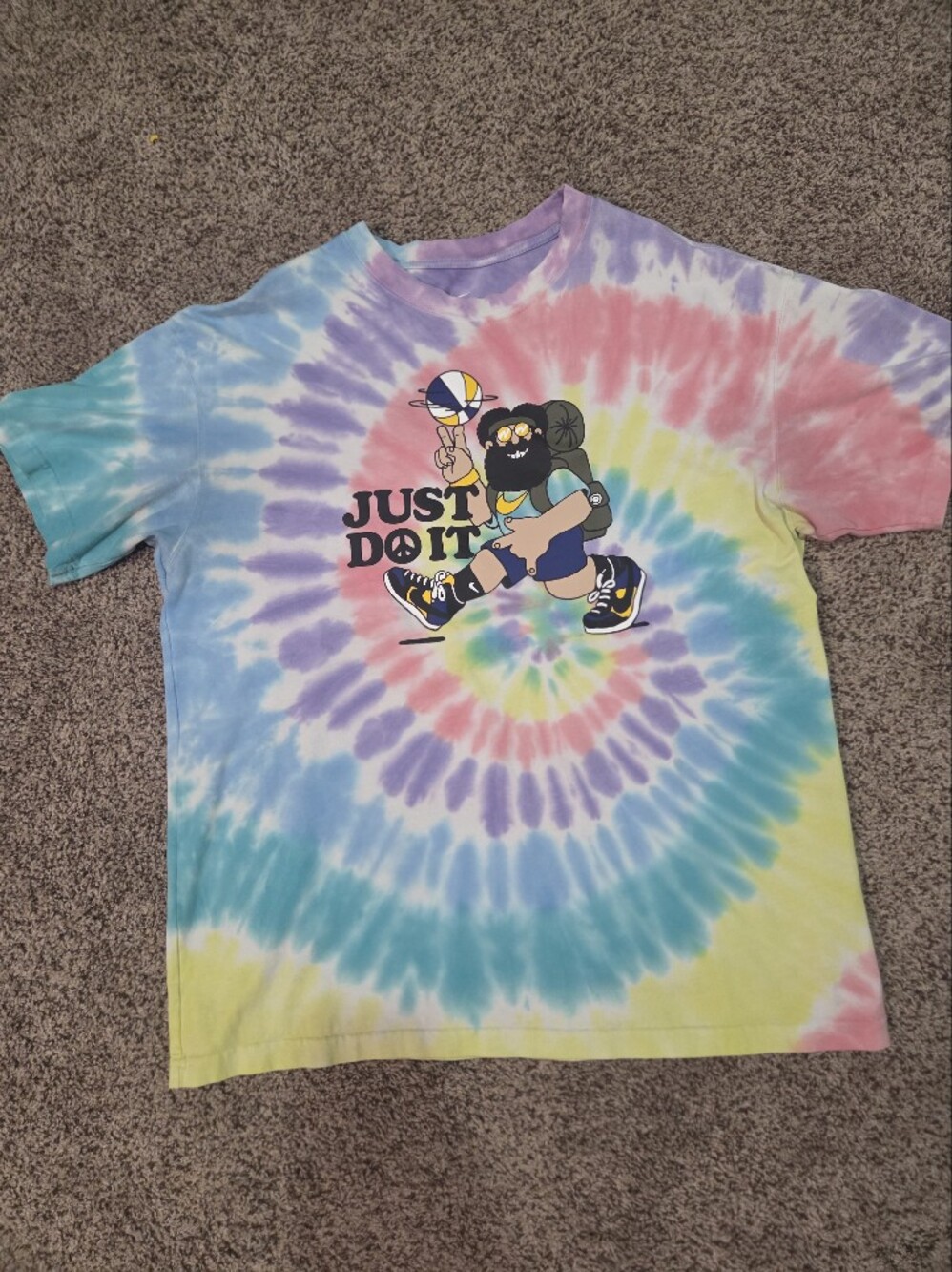 Nike Men Tie-Dye 'Just Do It' Graphic Tee - Blue Pink Purple Yellow